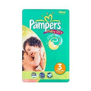 Pampers Nappies Baby Dry Size 3 Midi 60s Economy Pack: .co.uk 