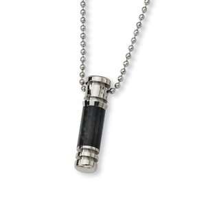  Stainless Steel Carbon Fiber Cylinder Necklace: Jewelry