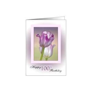  100th Birthday ~ Pink Ribbon Tulips Card Toys & Games