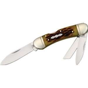   1077 Lockback Mini Canoe Knife with Amber Jigged Bone Handles Sports