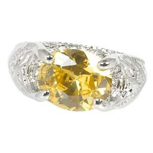  Yellow CZ Cocktail Ring: Jewelry