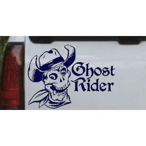 Navy 10in X 13.7in    Ghost Rider Cowboy Skull Skulls Car Window Wall 