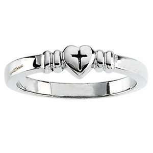  14KW Gold Heart with Cross Chastity Ring/14kt white gold Jewelry