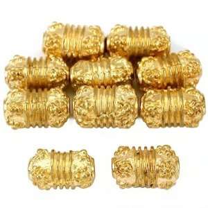  15g Bali Flower Barrel Beads Gold Plated 10mm Approx 10 