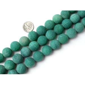  16mm Round green frosted Agate beads strand 15 Jewelry 