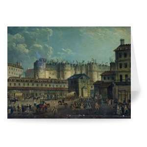 Demolition of the Bastille in 1789 (oil on   Greeting Card (Pack of 