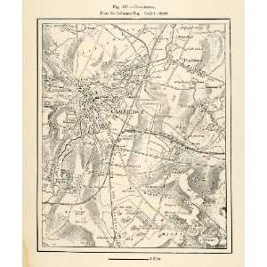 1882 Relief Line block Map Cambridge England Fen Ditton 