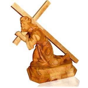  18cm Jesus And Cross Olive Wood Figure 