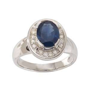  18ct Gold Sapphire & Diamond Ring Size: 6.5: Jewelry