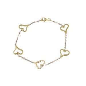  18Kt Two Toned Open Heart Bracelet: Jewelry