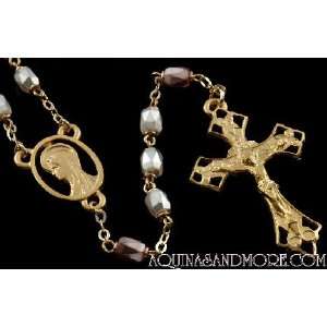    Gold Plated Rosary With Cylinder Shaped Beads Arts, Crafts & Sewing