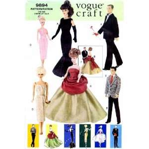  Vogue 9894 Barbie Ken Vintage Fashion Doll Clothes Sewing 