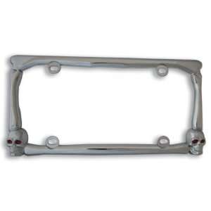    Chrome Skull License Plate Frame with red eyes: Automotive