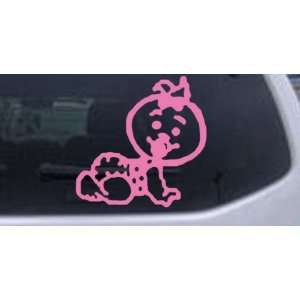 Baby Girl Crawling Car Window Wall Laptop Decal Sticker    Pink 22in X 