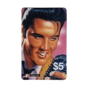 Elvis Collectible Phone Card $5. Elvis Presley Closeup & Microphone 