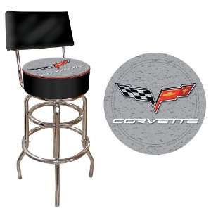   C6 Padded Bar Stool with Back   Black/Silver (fls): Kitchen & Dining