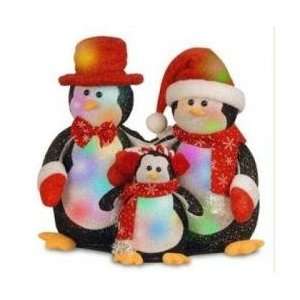 16 Lighted LED Color Changing Penguin Family Christmas Decoration 