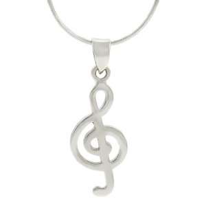  Sterling Silver Treble Clef Necklace: Jewelry