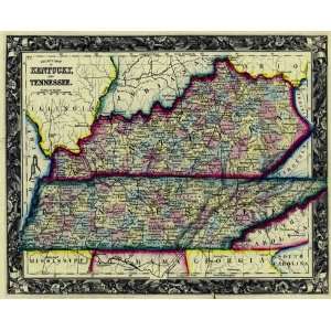    Mitchell 1860 Antique Map of Kentucky & Tennessee