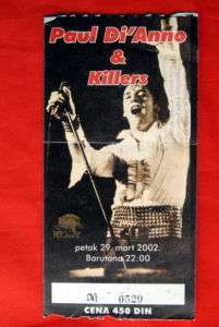 PAUL DI ANNO KILLERS IRON MAIDEN TICKET BELGRADE 2002  