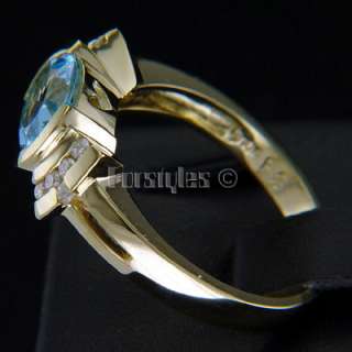 Natural Topaz Diamond 10k Solid Gold Ladys Ring r00002  