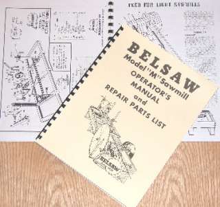 BELSAW Sawmill Model M 14D Operating & Parts Manual 0062  