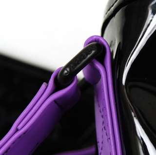 MARC JACOBS Shiny Bag Handbag Purse Tote Black Purple M  