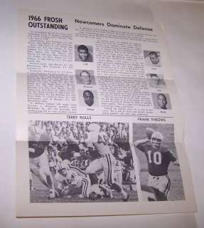 1966 INDIANA UNIVERSITY Football News IU w Schedule  