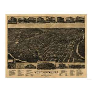  Fort Worth, Texas   Panoramic Map Premium Poster Print 