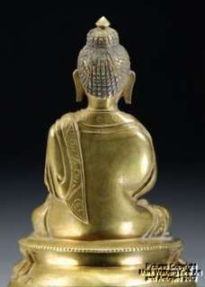 Chinese Tibetan Gilt Bronze Seated Buddha Upon Lotus Base, 19th 