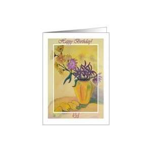  43rd Birthday, Yellow Vase and Flowers Card: Toys & Games
