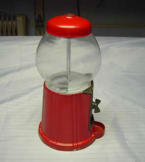 Small 9 Red Gumball Machine Bank Steel & Glass V Nice  