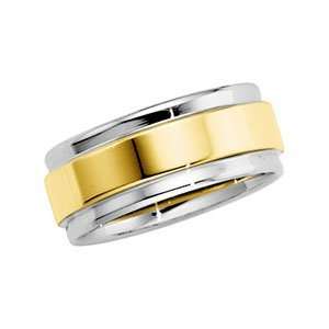 Size 08.50 14K Yellow/White Gold Two Tone Comfort Fit Band 