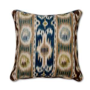  Throw Pillow Ikat Blue & Brown 18 x 18 w/ Insert