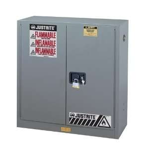 Justrite Gray Sure Grip EX Safety Cabinet, 30 gallon   2 manual doors 