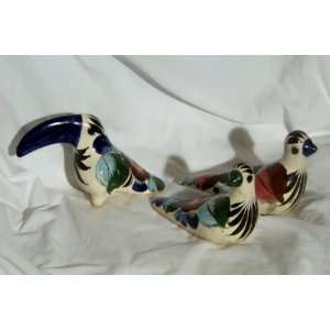  Ceramic Pottery Art Doves and Tucan Bird Hand Painted 