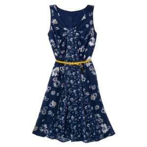 JASON WU FOR TARGET SLEEVELESS CHIFFON DRESS IN NAVY FLORAL WITH GOLD 