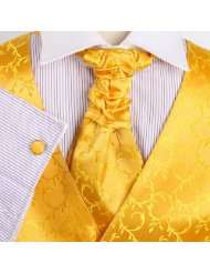 Yellow Patterned Mens Fashion Designer Tuxedo with Match Tuxedo Vest 