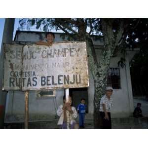  Semuc Champey Sign in Town of Coban, with Local Kids 