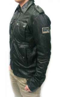 NWT DIESEL Brand Mens Black Biker LISARD Bomber Leather Jacket S M L 