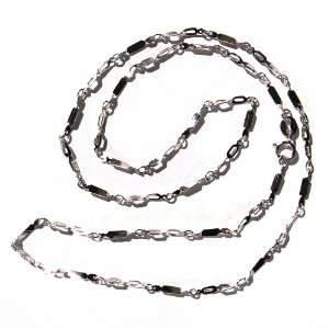  Twisted Bar Link Chain Silver Necklace: Jewelry