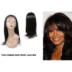  100% INDIAN REMY HUMAN HAIR 16 YAKI FRONT LACE WIG 1B 