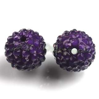   Wholesale Fashion Charms Purple Resin Rhinestone Beads 18mm 110310