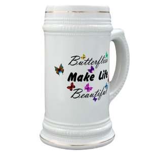    Stein (Glass Drink Mug Cup) Butterflies Make Life 