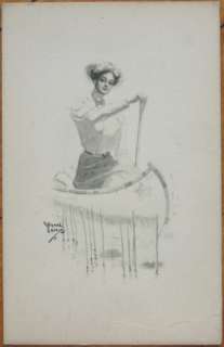 1912 Frank Crerie/Artist Signed Postcard Woman in Canoe  