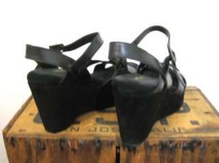NATURAL COMFORT Womens Cute Black Suede Ankle Strap Wedge Sandals 