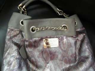BEBE bag purse handbag SATCHEL pocketbook hobo leatherett sequin 