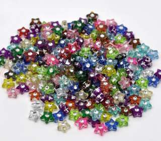 500 Mixed Star Shape Acrylic Beads 9x9mm  