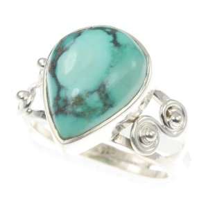    925 Sterling Silver GENUINE TURQUOISE Ring, Size 7, 4.65g Jewelry