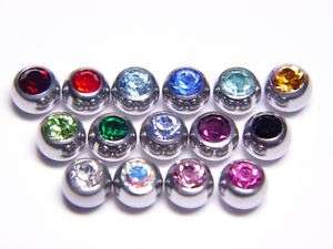 14g 6mm Gem Jewel Top Replacement Body Jewelry Ball  